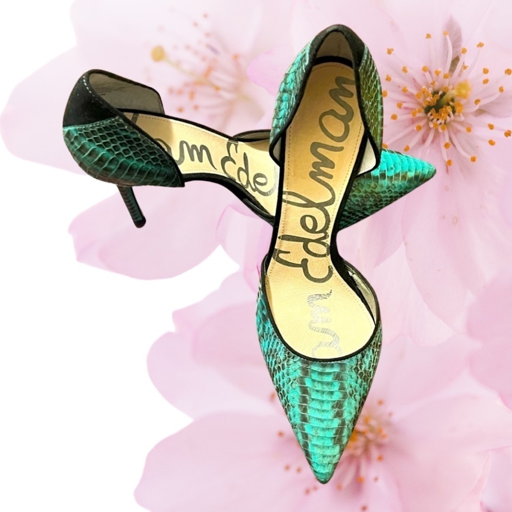 Sam Edelman 'Delilah' D'Orsay Faux Snakeskin Leather Heels, Size 8.5M